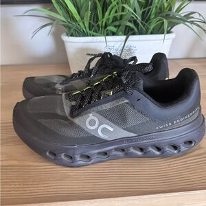 On Running Women's Black and Neon Yellow Cloudnova Sneakers